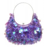 Evening Bag - Sequined & Beaded w/ Frame – Lilac – BG-8019LI